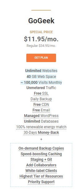 siteground gogeek hosting plan