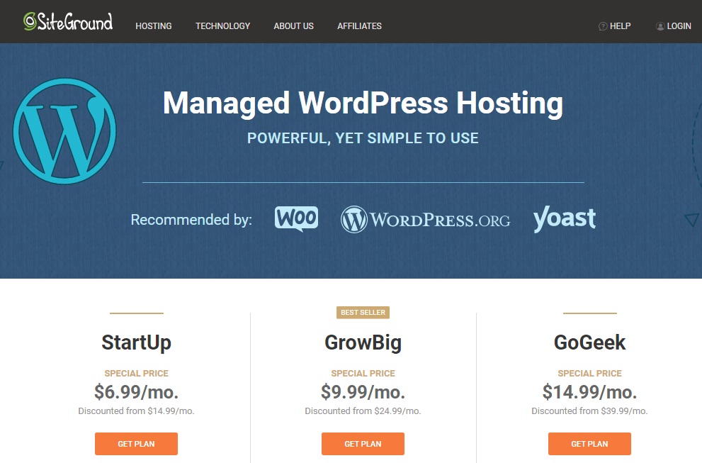 wordpress hosting by siteground